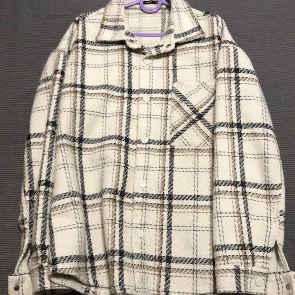 Men's white plaid coat